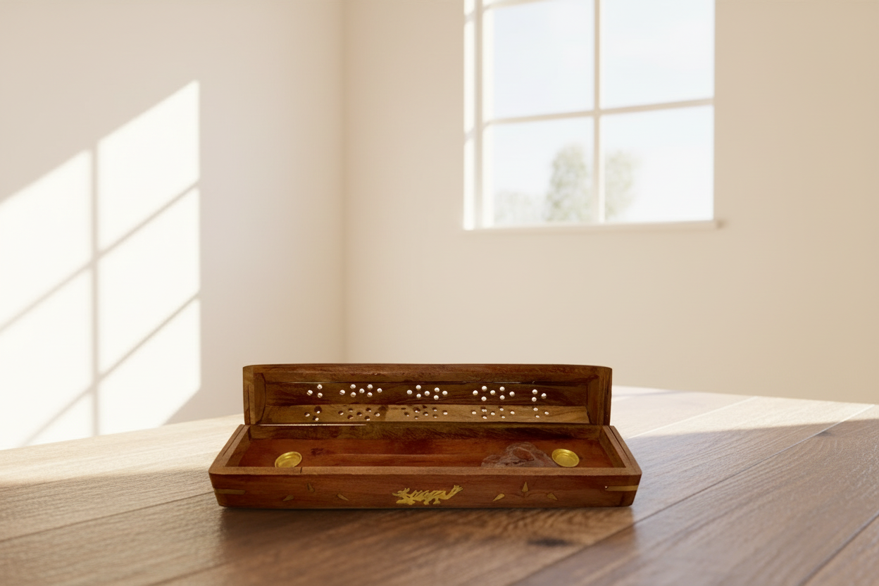 WOODEN INCENSE BOX BURNER -COFFIN BOX