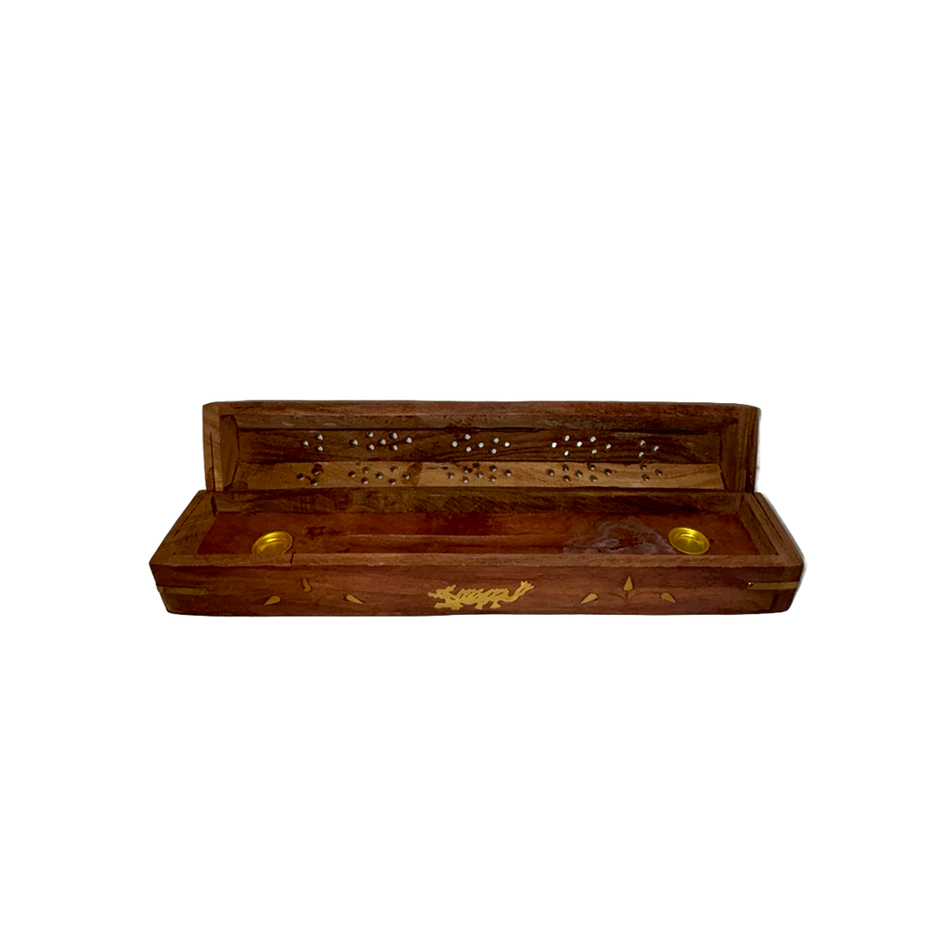 WOODEN INCENSE BOX BURNER -COFFIN BOX